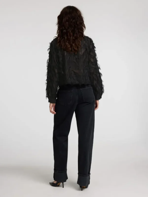 SELECTED TEXTURERAD CROPPAD SKJORTA Black Flash Sale