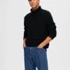 SELECTED TEXTURERAD POLOTRÖJA TRÖJA Black Best Sale