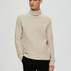 SELECTED TEXTURERAD POLOTRÖJA TRÖJA Beige Best