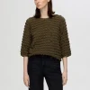 SELECTED TEXTURERAD TOPP MED 3/4-ÄRMAR Green Online