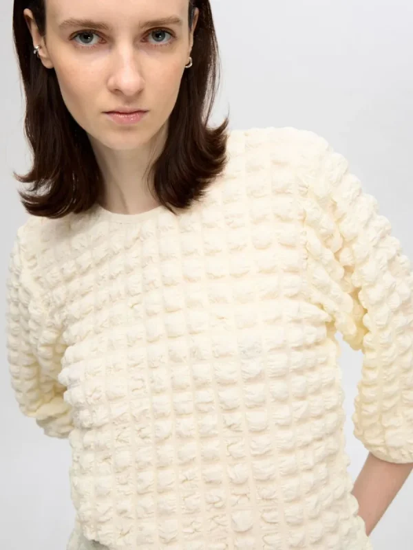 SELECTED TEXTURERAD TOPP MED 3/4-ÄRMAR White Best Sale