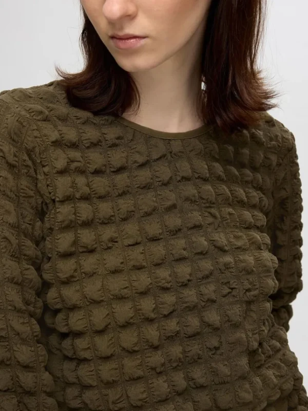 SELECTED TEXTURERAD TOPP MED 3/4-ÄRMAR Green Online