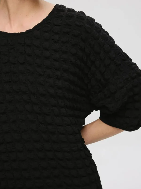 SELECTED TEXTURERAD TOPP MED 3/4-ÄRMAR Black Outlet
