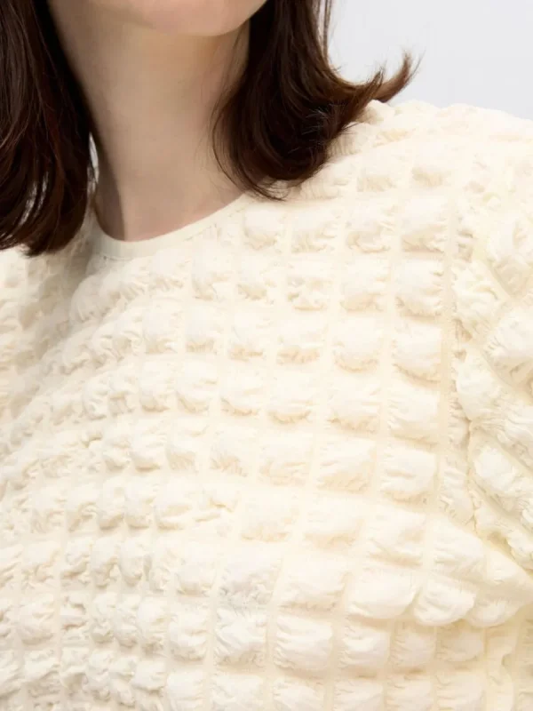 SELECTED TEXTURERAD TOPP MED 3/4-ÄRMAR White Best Sale