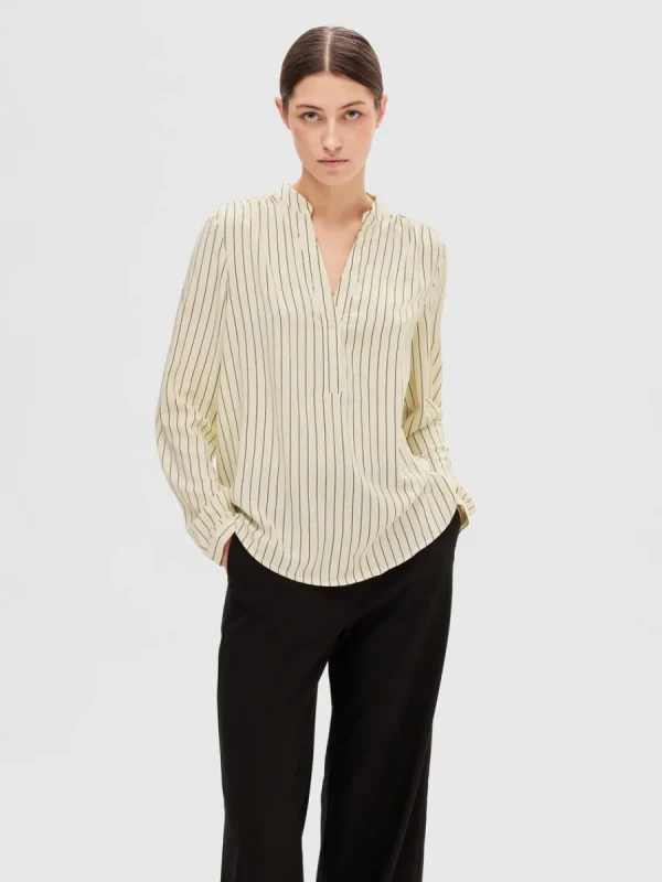 SELECTED TRYCK BLUS Beige Flash Sale