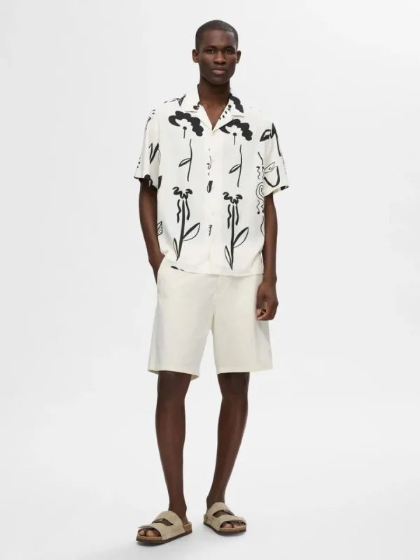 SELECTED TRYCK KORTÄRMAD SKJORTA White Cheap