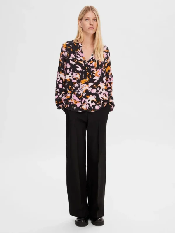SELECTED TRYCK LÅNGÄRMAD BLUS Coloured Cheap