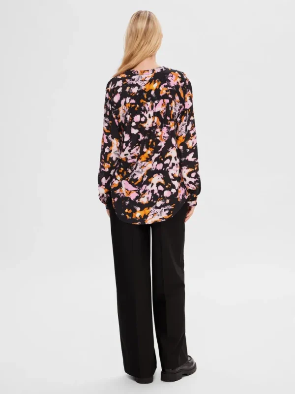 SELECTED TRYCK LÅNGÄRMAD BLUS Coloured Cheap
