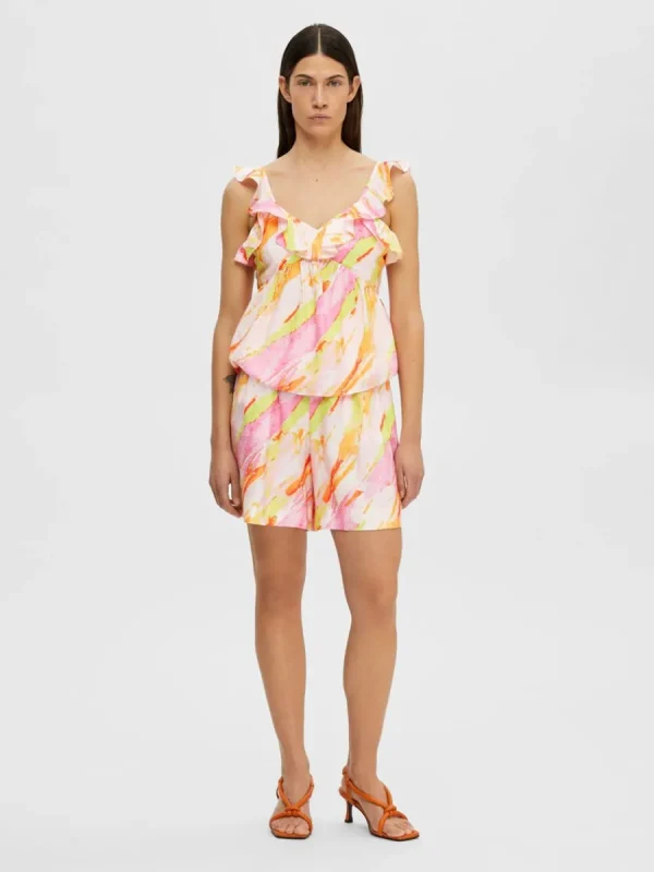 SELECTED TRYCK SHORTS MED HÖG MIDJA Coloured Flash Sale