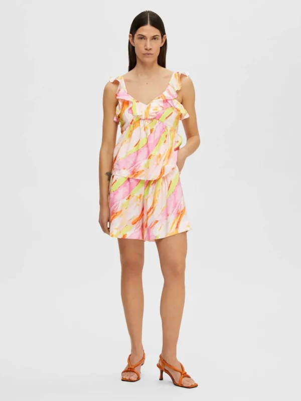 SELECTED TRYCK SHORTS MED HÖG MIDJA Coloured Flash Sale