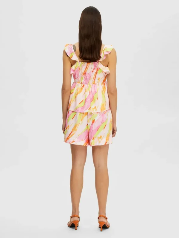 SELECTED TRYCK SHORTS MED HÖG MIDJA Coloured Flash Sale
