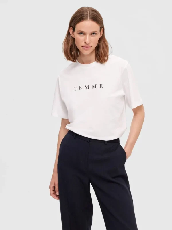 SELECTED TRYCK T-SHIRT White Fashion