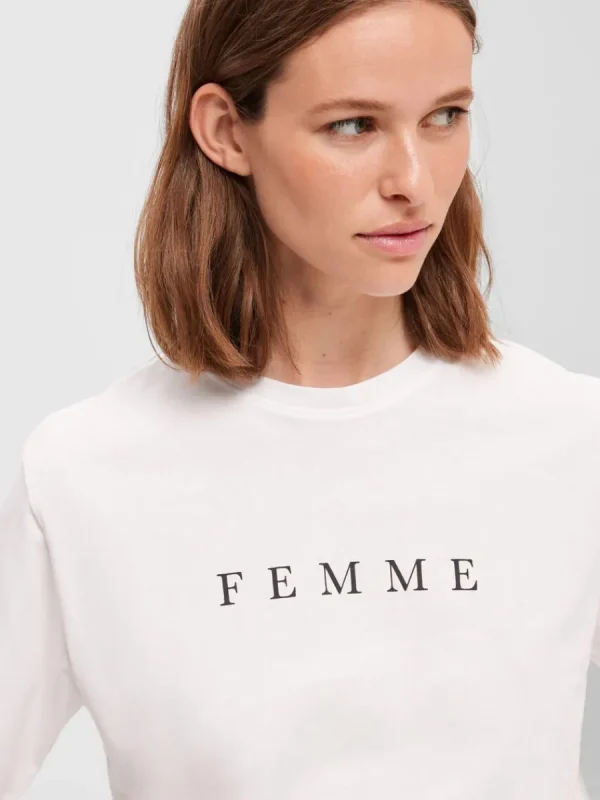 SELECTED TRYCK T-SHIRT White Fashion