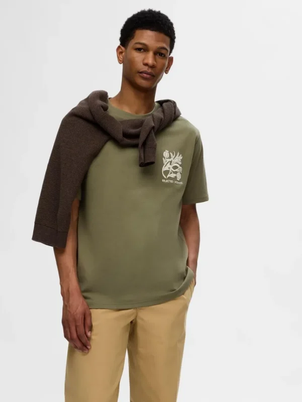 SELECTED TRYCKT BOMULLS T-SHIRT Green Best Sale