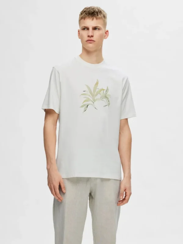 SELECTED TRYCKT BOMULLS T-SHIRT White Fashion