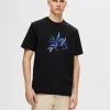SELECTED TRYCKT BOMULLS T-SHIRT Black Clearance