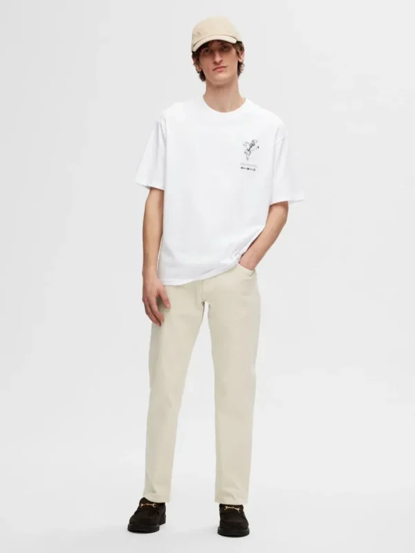 SELECTED TRYCKT BOMULLS T-SHIRT White Cheap