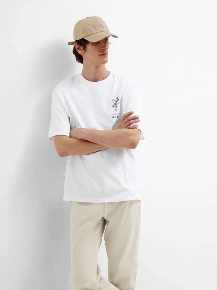 tryckt_bomulls_tshirt_2-3.webp SELECTED TRYCKT BOMULLS T-SHIRT White Cheap