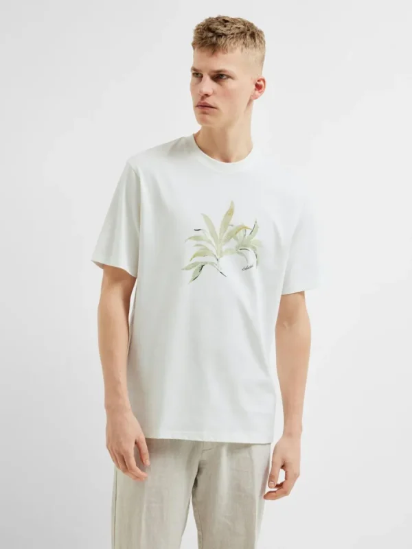 SELECTED TRYCKT BOMULLS T-SHIRT White Fashion