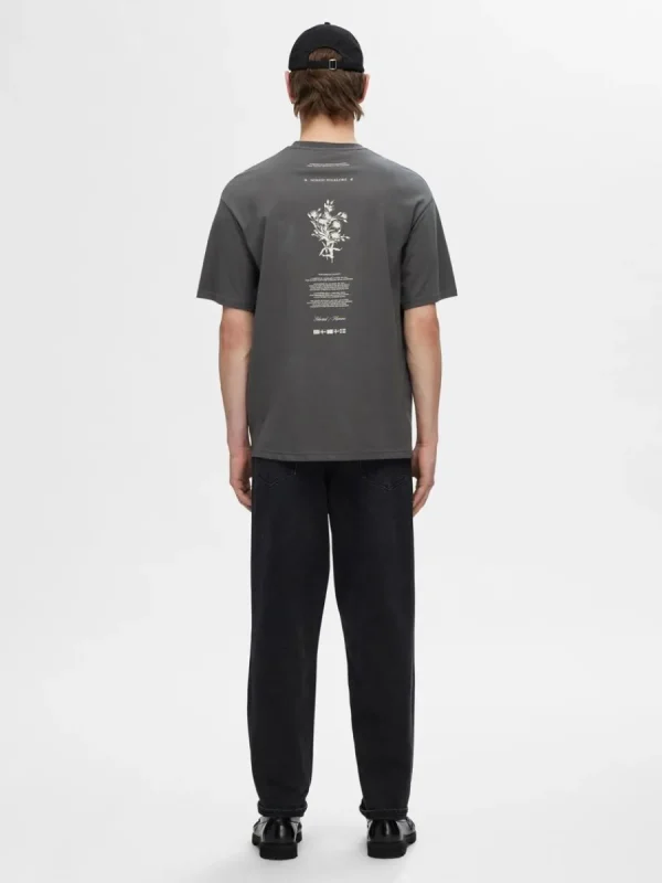 SELECTED TRYCKT BOMULLS T-SHIRT Grey Hot