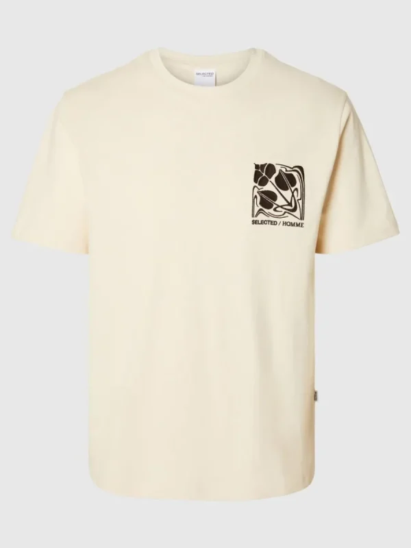 SELECTED TRYCKT BOMULLS T-SHIRT Beige Store
