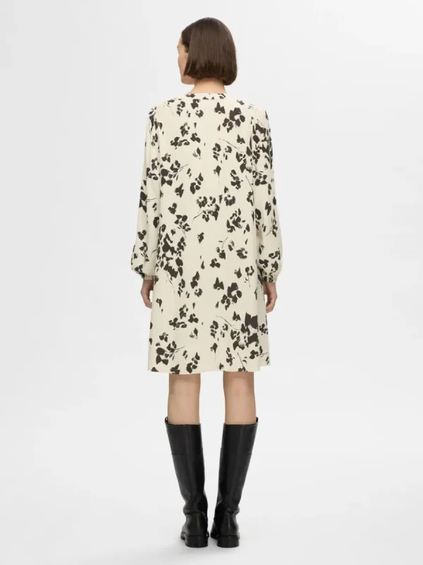 SELECTED TRYCKTA KORT KLÄNNING Beige Cheap