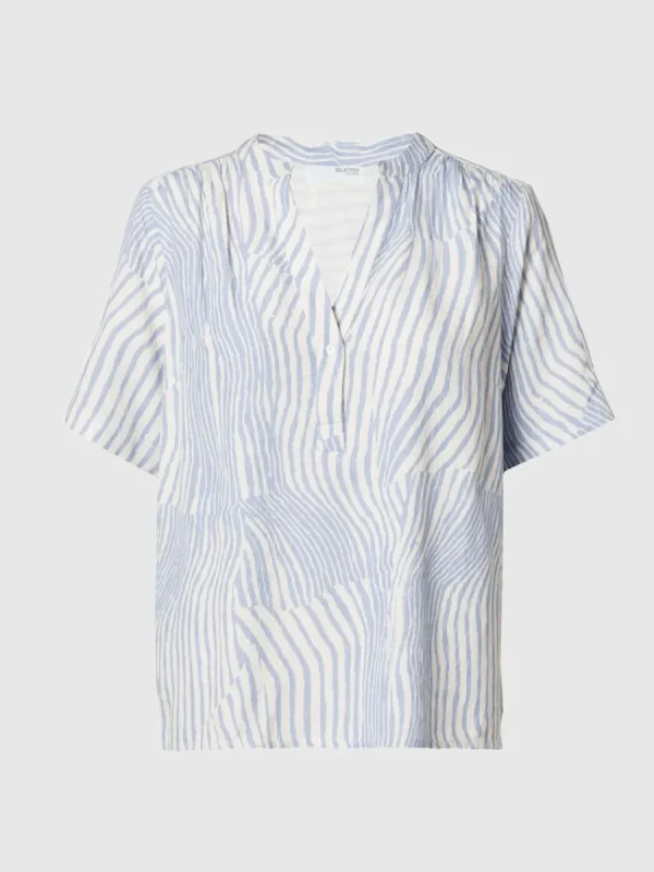 SELECTED TRYCKTA KORTÄRMAD TOPP Blue New