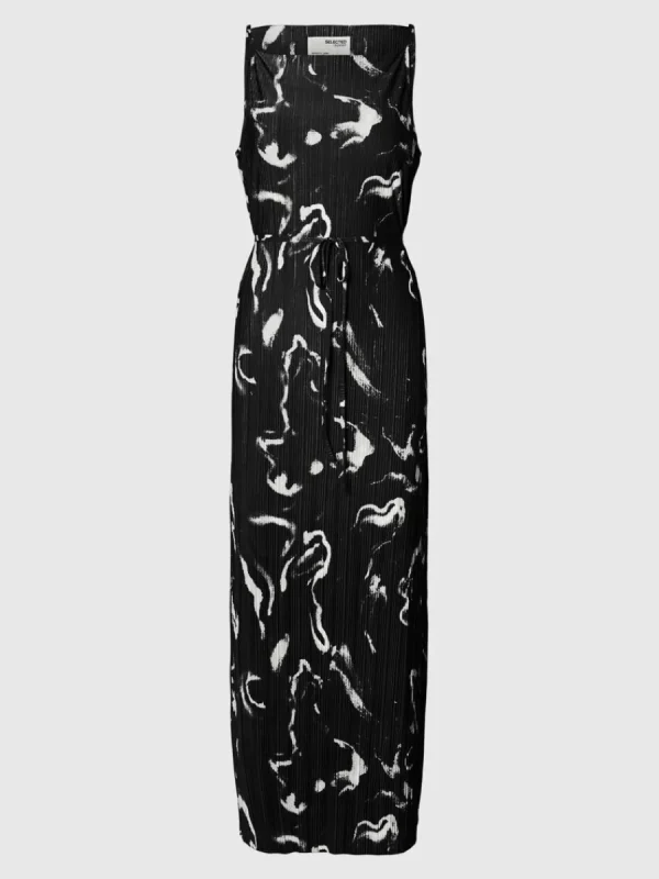 SELECTED TRYCKTA MAXIKLÄNNING Black Sale