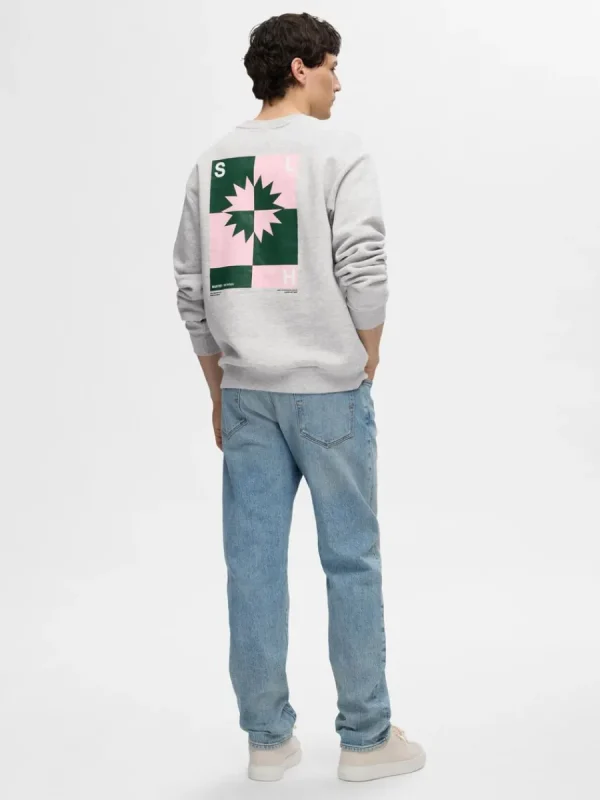SELECTED TRYCKTA SWEATSHIRT Grey Cheap