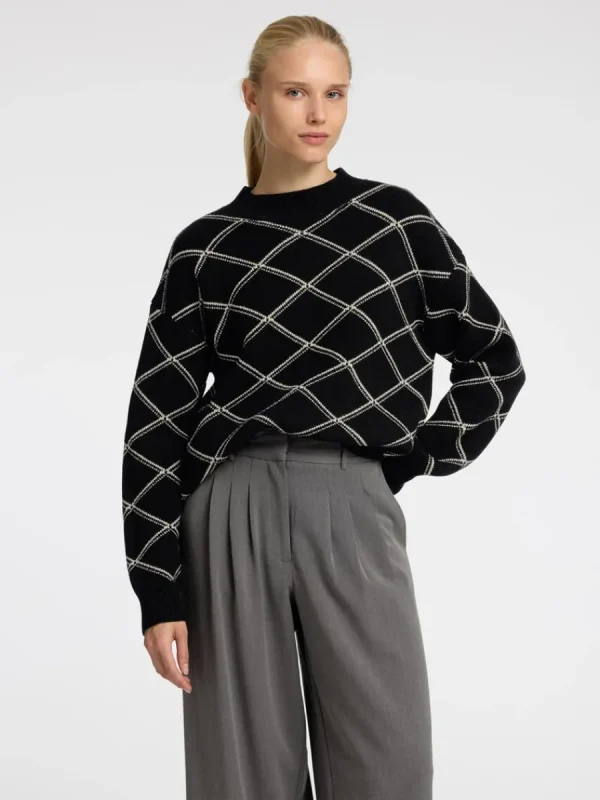 SELECTED TRYCKTA TRÖJA MED HÖG HALS Black Sale