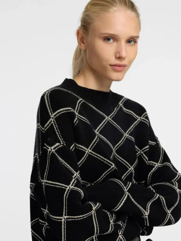 SELECTED TRYCKTA TRÖJA MED HÖG HALS Black Sale