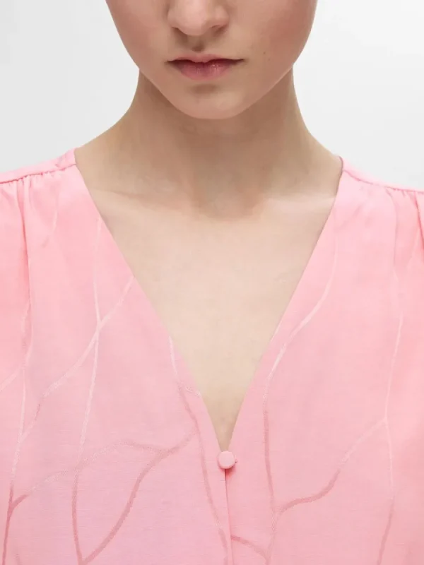 SELECTED TRYCKTA V-RINGAD TOPP Pink Best Sale
