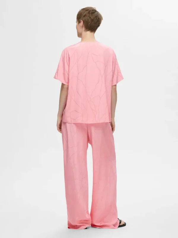 SELECTED TRYCKTA V-RINGAD TOPP Pink Best Sale