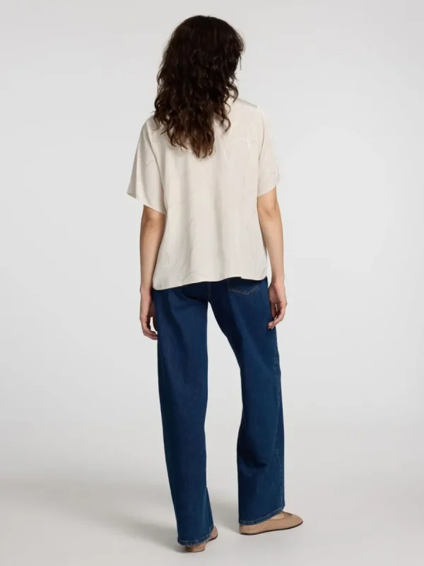 SELECTED TRYCKTA V-RINGAD TOPP Beige Discount
