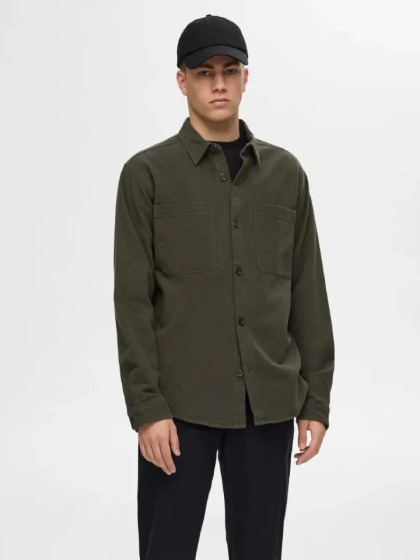 SELECTED TWILL ÖVERSKJORTA Green Discount