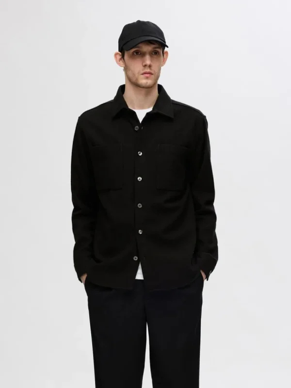 SELECTED TWILL ÖVERSKJORTA Black New