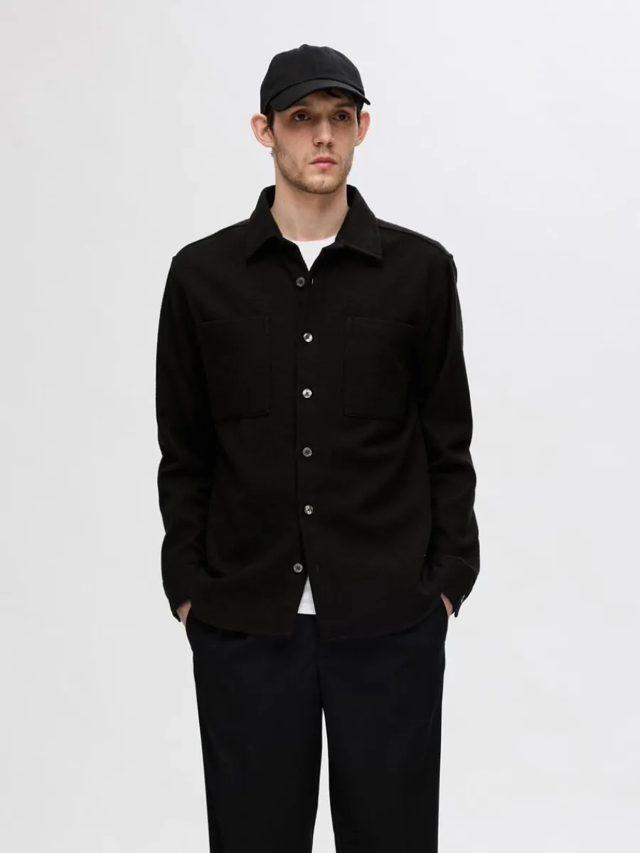 twill_verskjorta_0-2.webp SELECTED TWILL ÖVERSKJORTA Black New