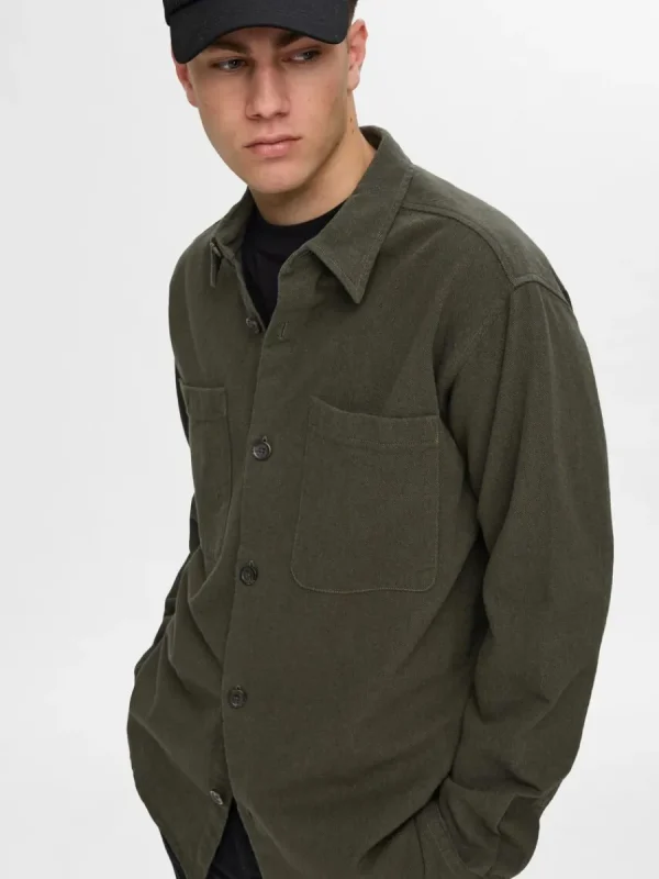 SELECTED TWILL ÖVERSKJORTA Green Discount