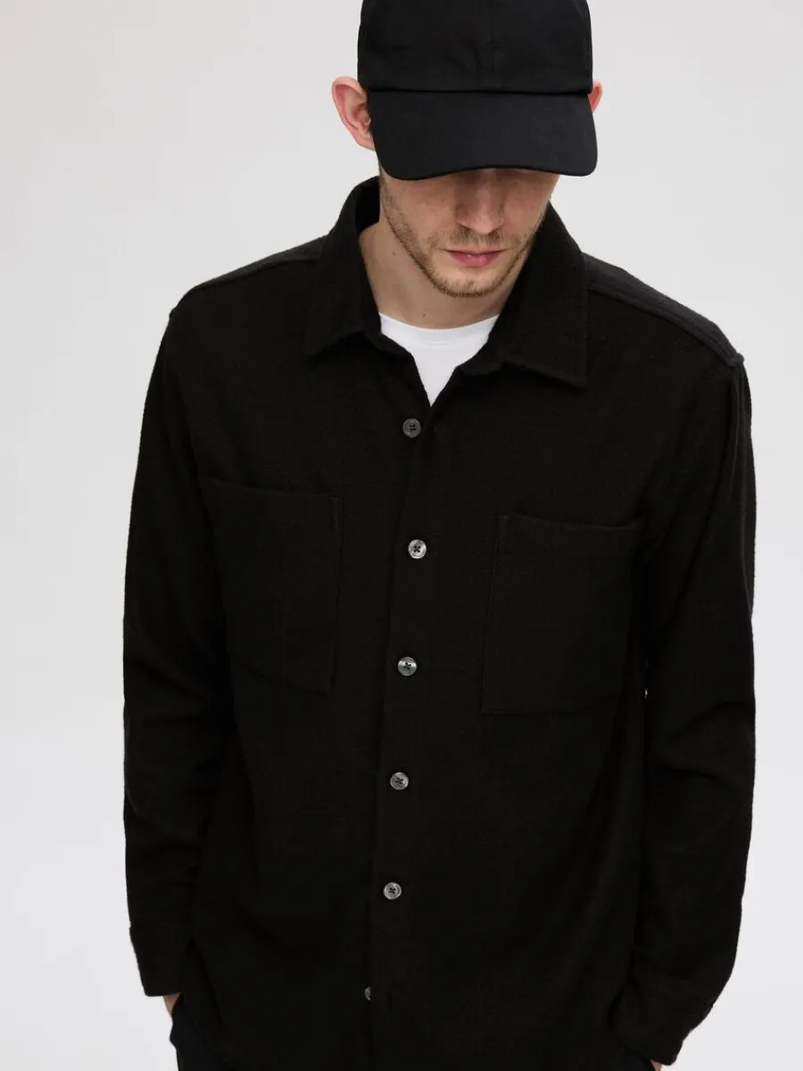twill_verskjorta_3-2.webp SELECTED TWILL ÖVERSKJORTA Black New
