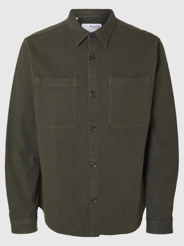 SELECTED TWILL ÖVERSKJORTA Green Discount