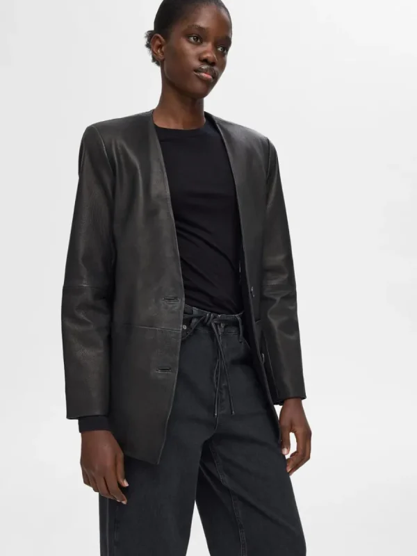 SELECTED 100% ULL LÅNGÄRMAD TOPP Black Cheap