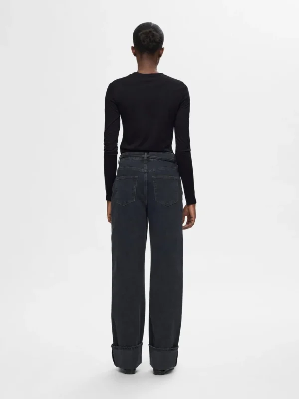 SELECTED 100% ULL LÅNGÄRMAD TOPP Black Cheap