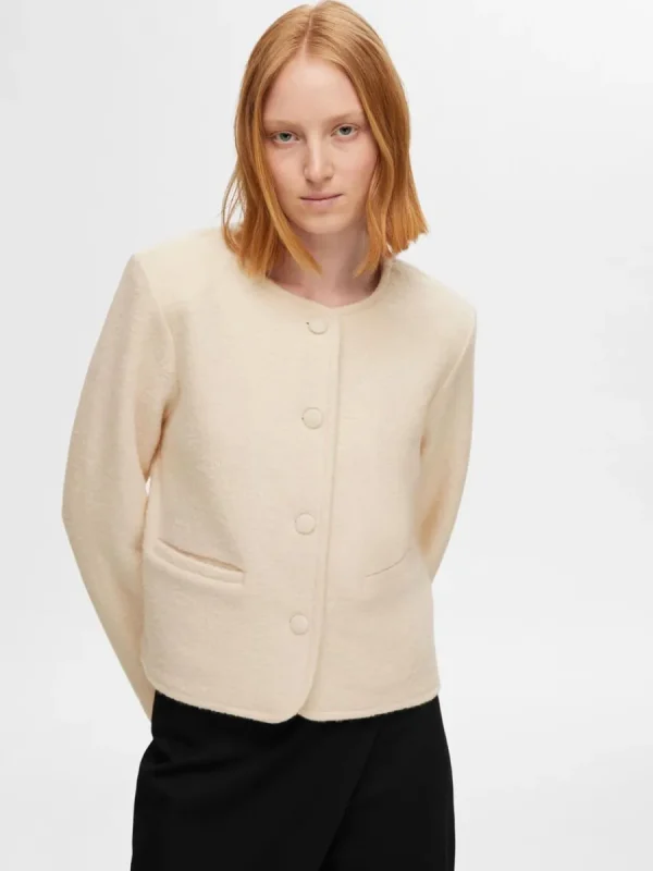 SELECTED 100% ULL STICKAD KOFTA Beige Store