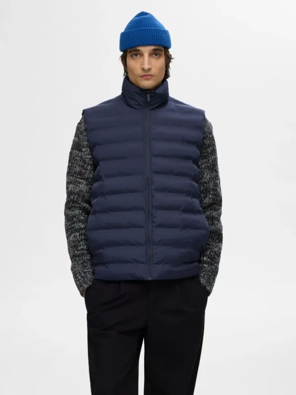 SELECTED VADDERAD QUILTAD VÄST Blue Fashion
