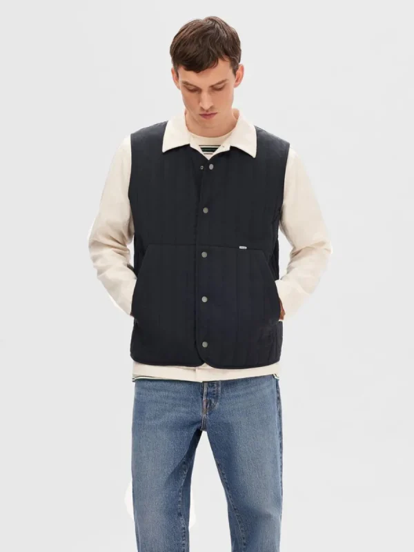 SELECTED VADDERAD QUILTAD VÄST Blue Best
