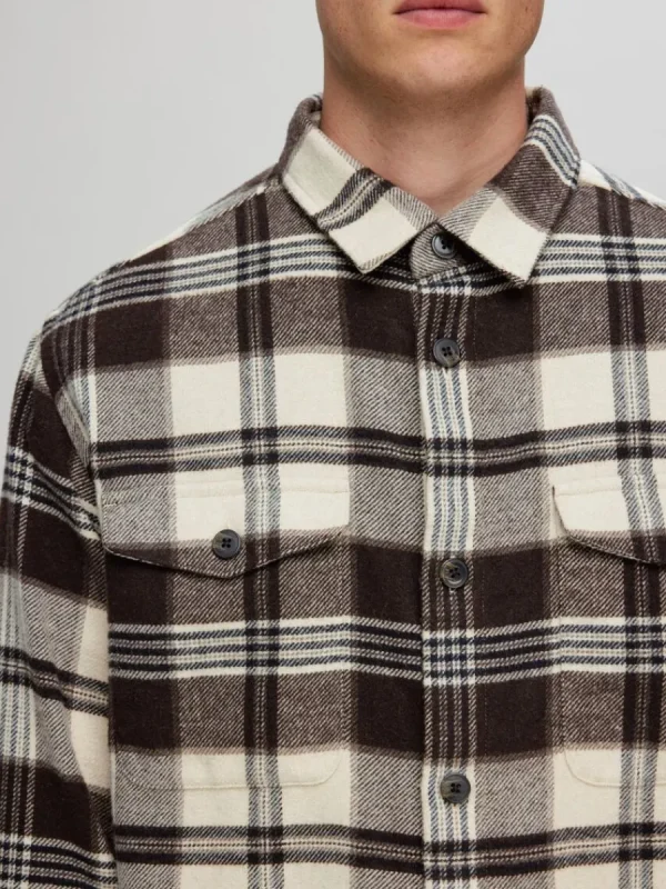 SELECTED VECK ÖVERSKJORTA Beige Hot
