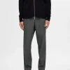 SELECTED VECKAD BYXOR Grey Hot