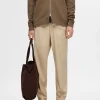 SELECTED VECKAD BYXOR Beige Cheap