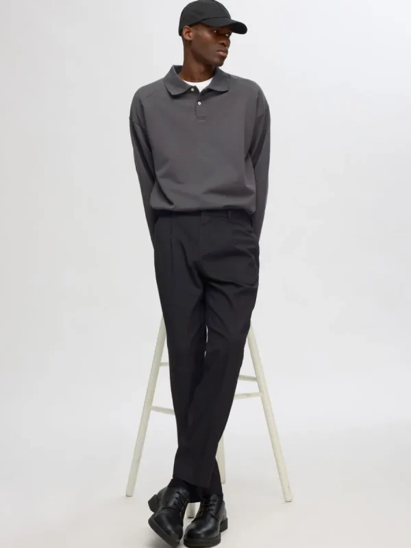 SELECTED VECKAD BYXOR Black Hot