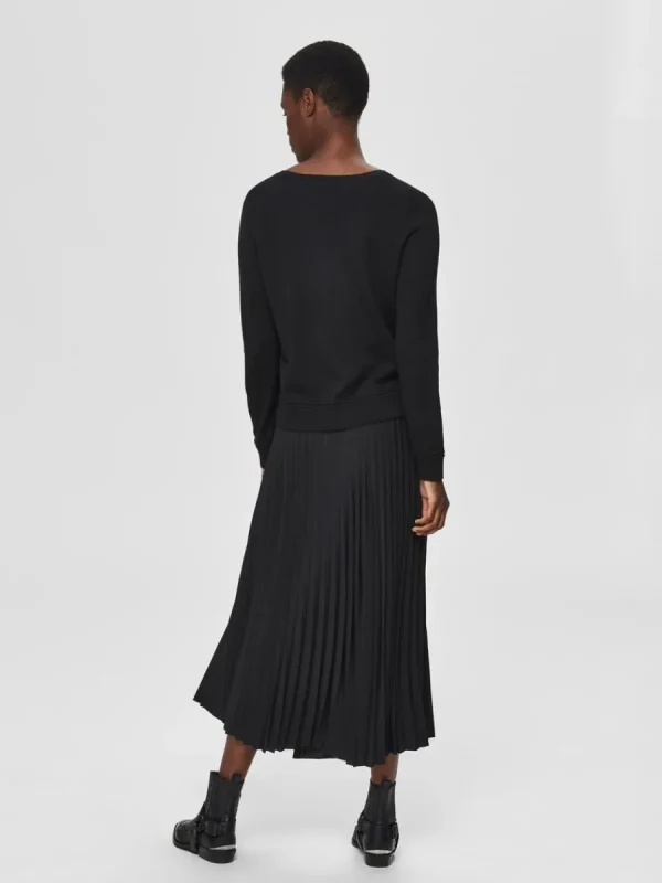 SELECTED VECKAD MIDIKJOL Black Cheap